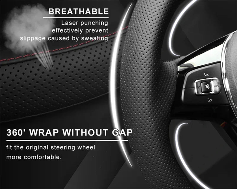 Custom Microfiber Leather Steering Wheel Cover for Dodge RAM - image 8