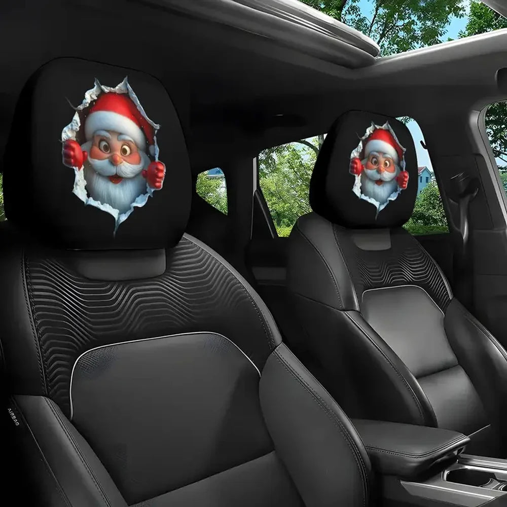 Funny Cartoon Print Car Headrest Covers, Set of 2