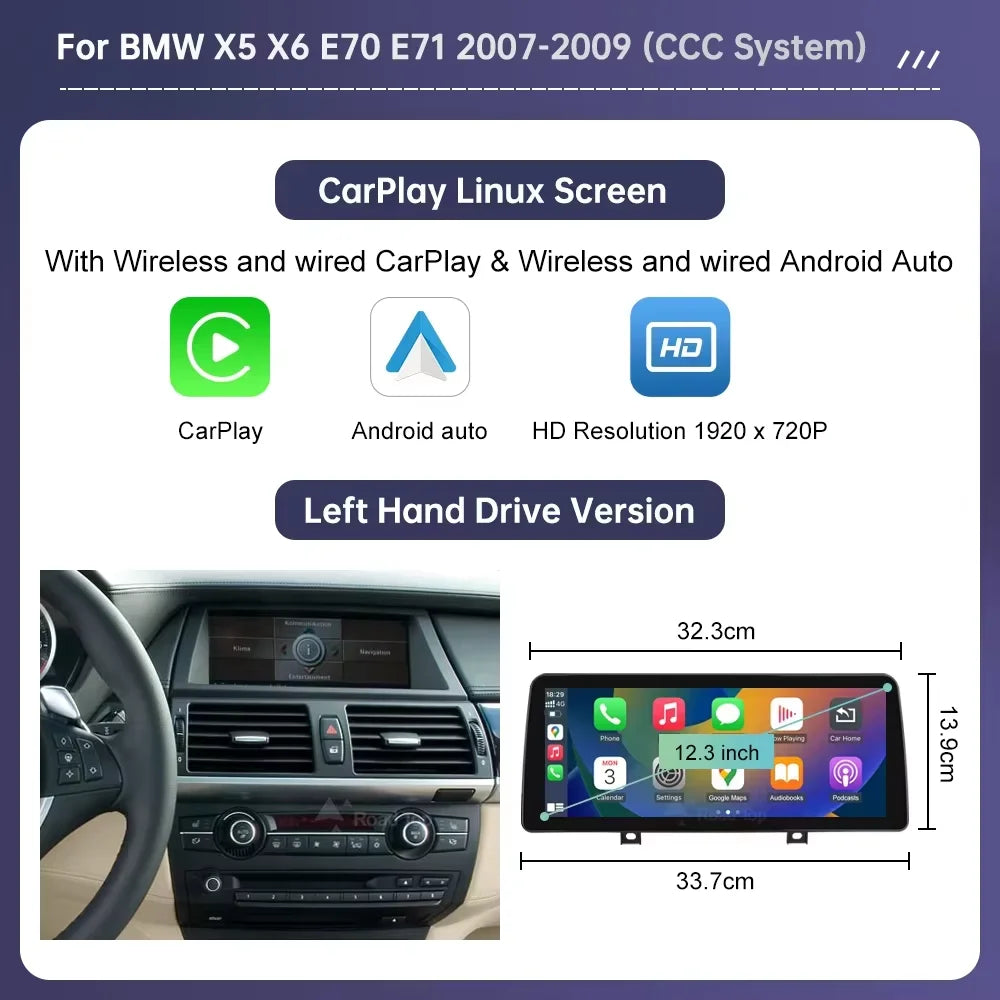 10.25" Wireless CarPlay & Android Auto Touch Screen for BMW X5/X6 - image 7