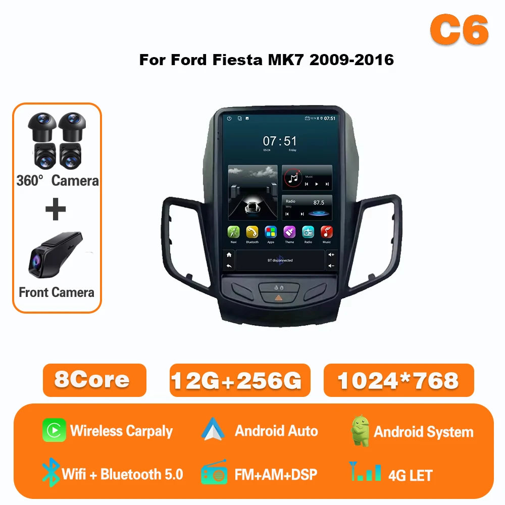 9.7" Android Car Radio for Ford Fiesta MK7 (2009-2017) GPS CarPlay - image 15