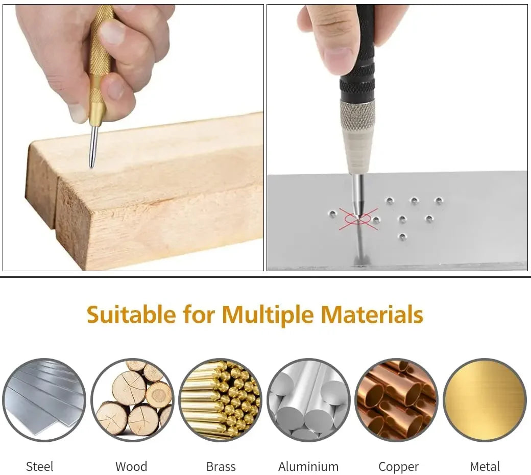 Automatic Center Punch Tool - Spring Loaded for Wood & Metal Marking - image 4