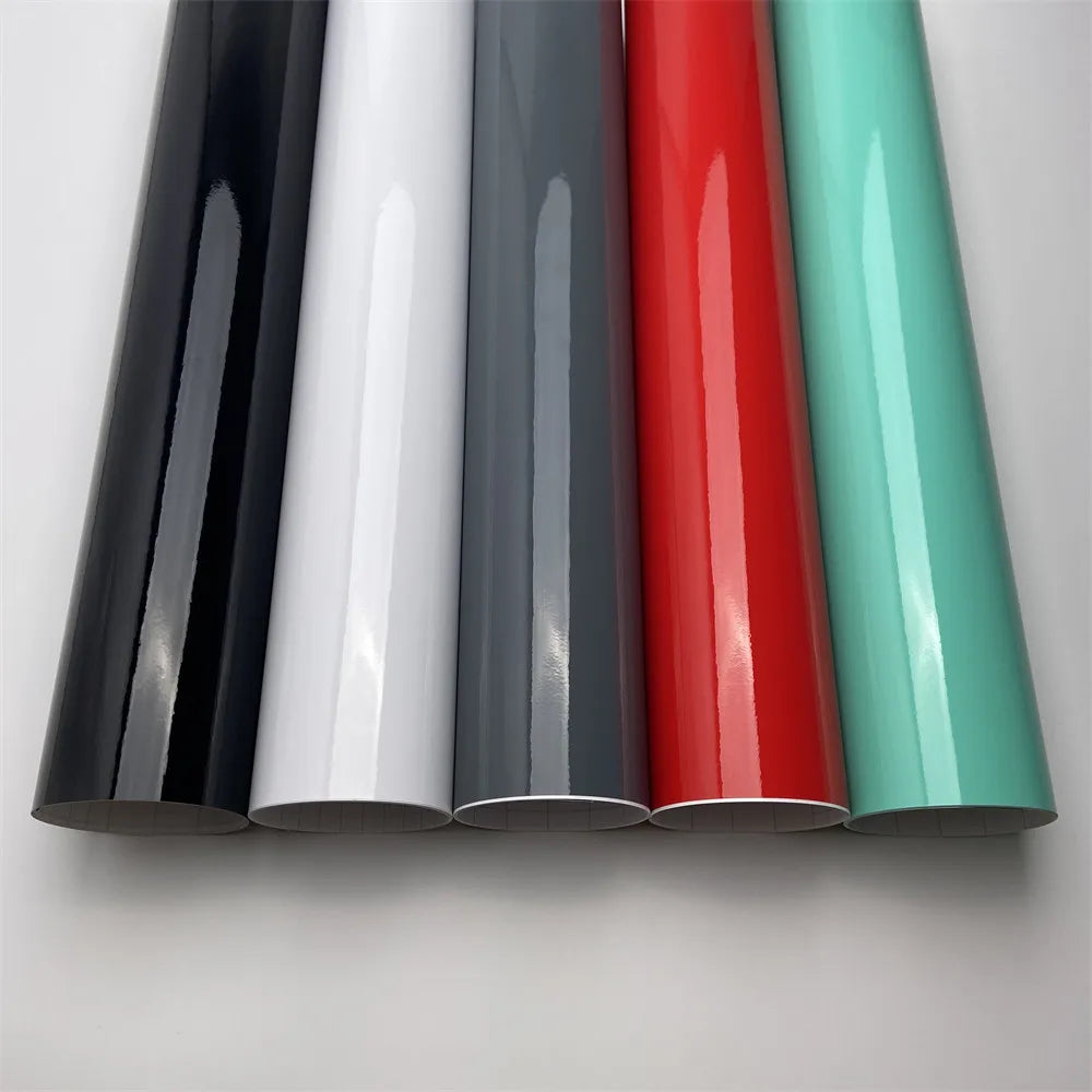 Glossy Vinyl Wrap Film for Car Motorcycle - Black White Grey Red Blue