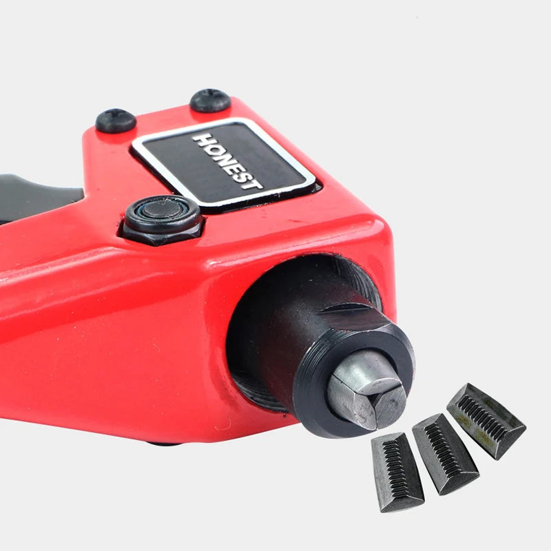 Heavy-Duty Rivet Gun Hand Riveter Blind Rivets Gun, Effort-Saving Design Includes 4 Interchangeable Nozzles (2.4-3.2-4.0-4.8mm)