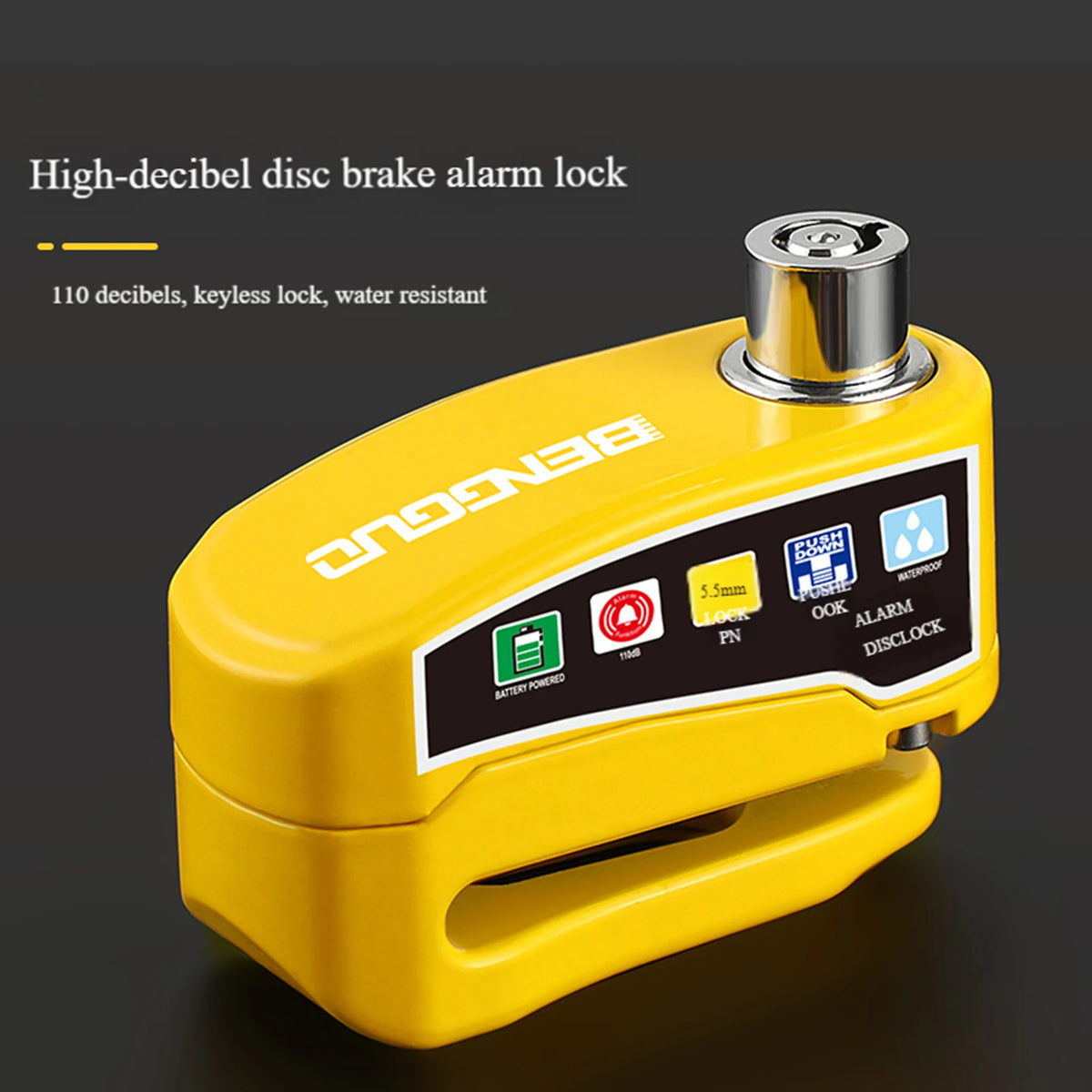 Motorcycle Disc Brake Lock with Alarm and Keys