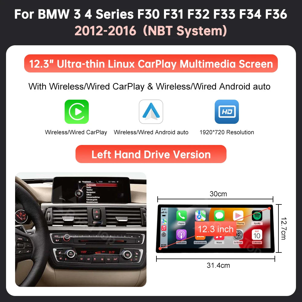 12.3'' Wireless CarPlay Multimedia Screen for BMW 3 & 4 Series - image 9