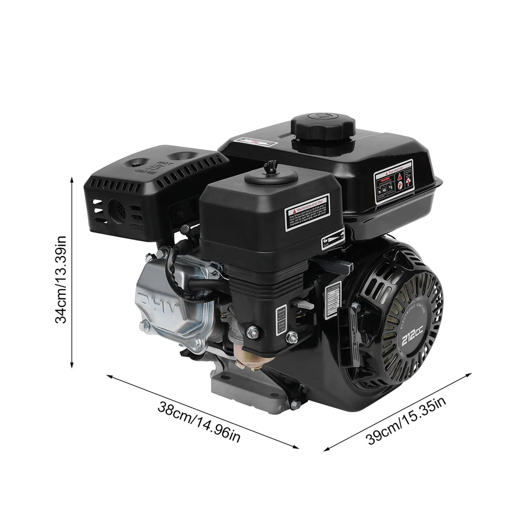 212cc 7.5HP Horizontal Shaft Gas Engine, 20mm Shaft, Pull Start