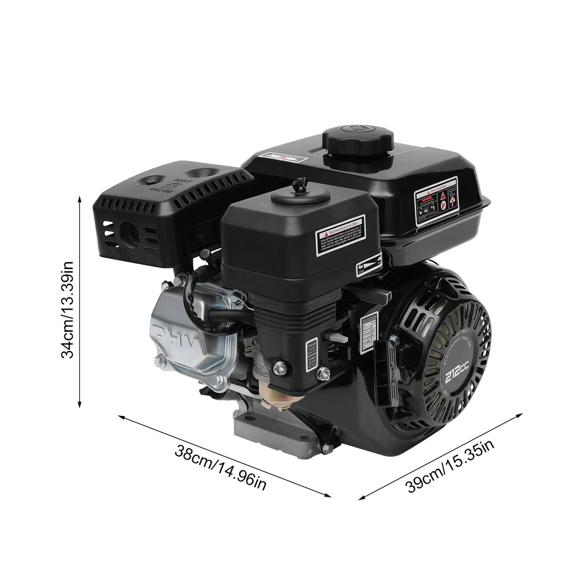 212cc 7.5HP Horizontal Shaft Gas Engine, 20mm Shaft, Pull Start
