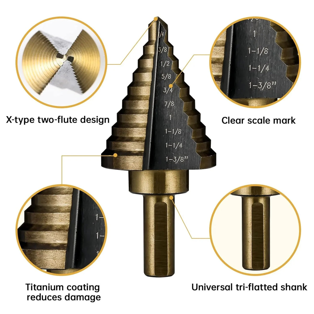 HSS 4241 Cobalt Multiple Hole 50 Sizes Step Drill Set Tools Aluminum Case Metal Drilling Tool for Metal Wood Step Cone Drill Bit