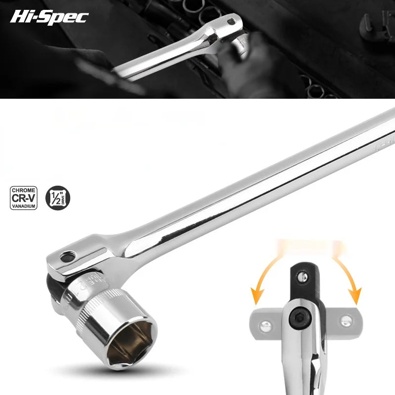 Hi-Spec 1/2" Drive Breaker Bar High-Torque F-Rod with 180 Swivel Head, Professional CR-V Steel Power Lever for Automotive repair