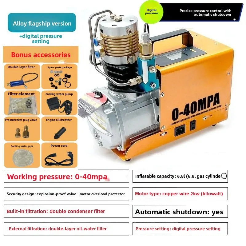 Water-Cooled High Pressure Electric Air Pump 30MPA 40MPA Portable Compressor For Diving Cylinder Fire Rescue Air Tank Inflation