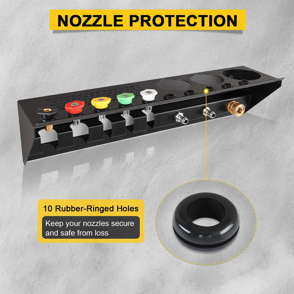 Pressure Washer Gun and Foam Cannon Holder, Wall-Mounted Nozzle and Extension Wand Organizer