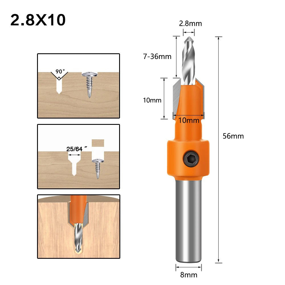 HSS Countersink Router Bit with 8mm Shank for Woodworking