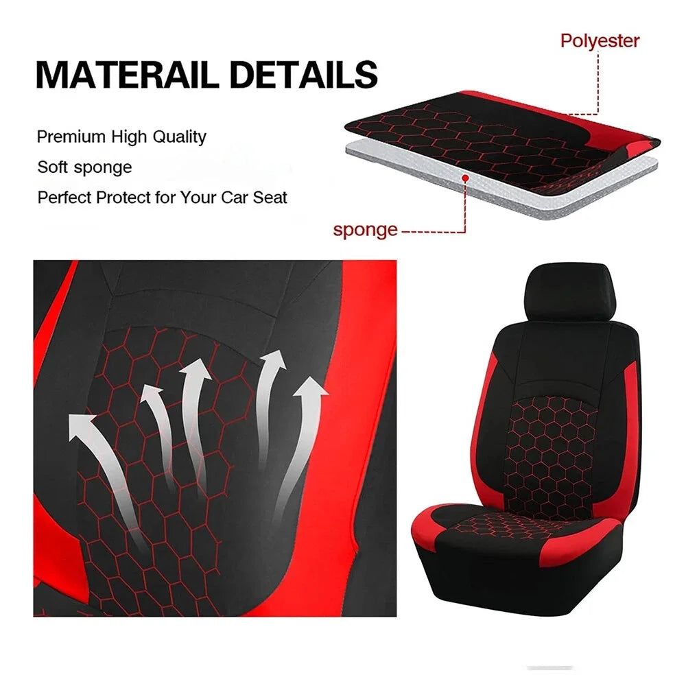 Breathable 9-Piece Car Seat Cover Set for 5 Seats