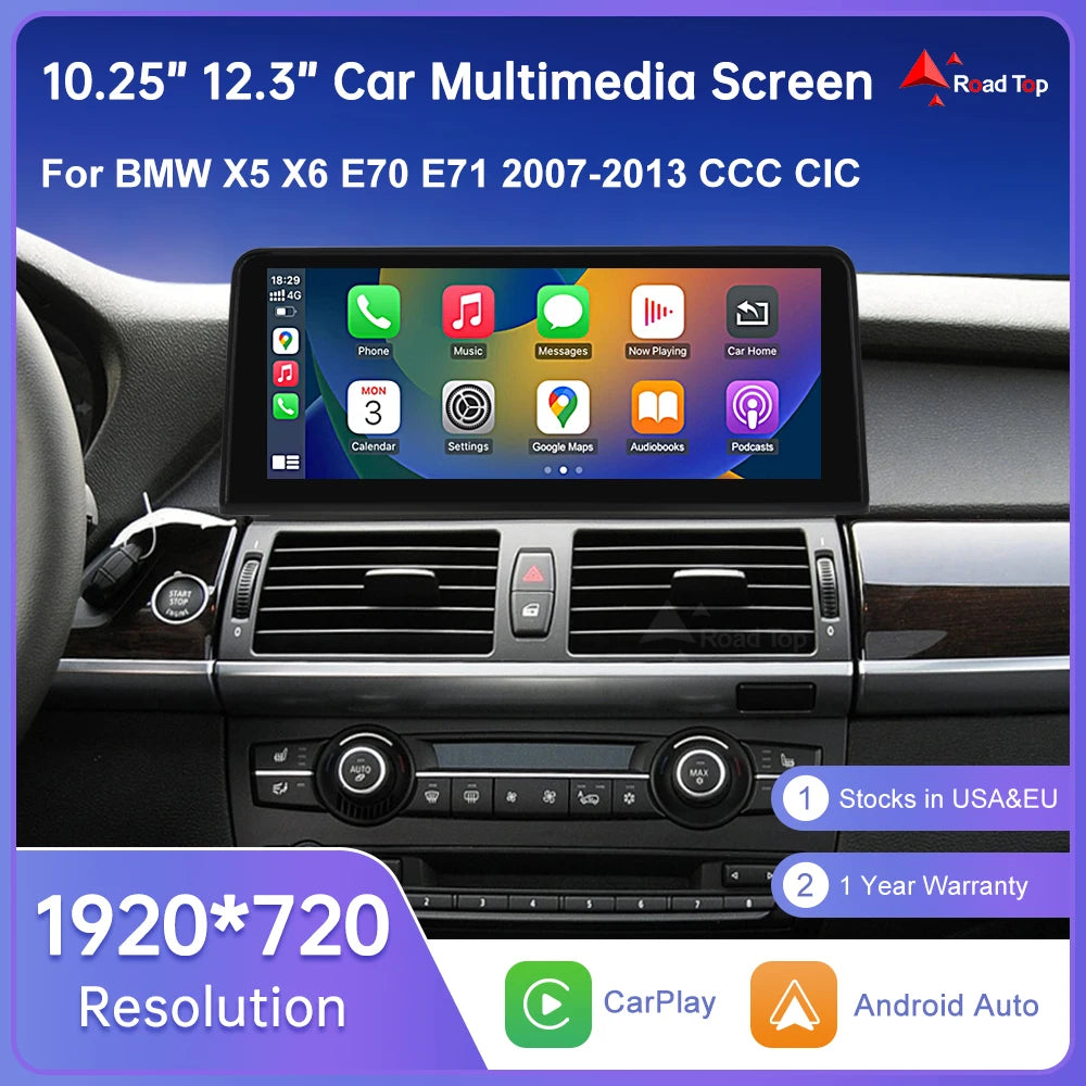 10.25" Wireless CarPlay & Android Auto Touch Screen for BMW X5/X6