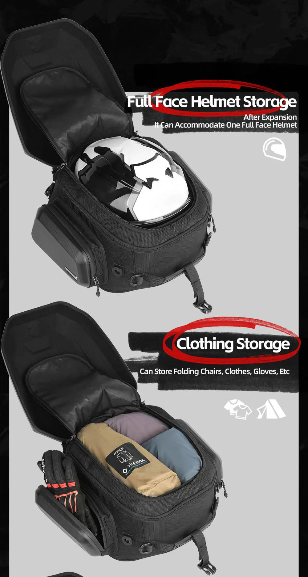 Rhinowalk 23-35L Hardshell Waterproof Motorcycle Tail Box - image 13