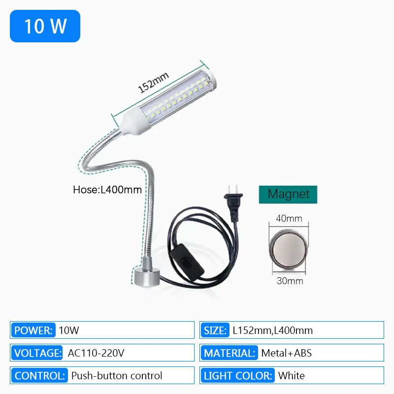 Magnetic LED Work Light, Bendable Waterproof Oil Proof Aluminum Clamp Lamp