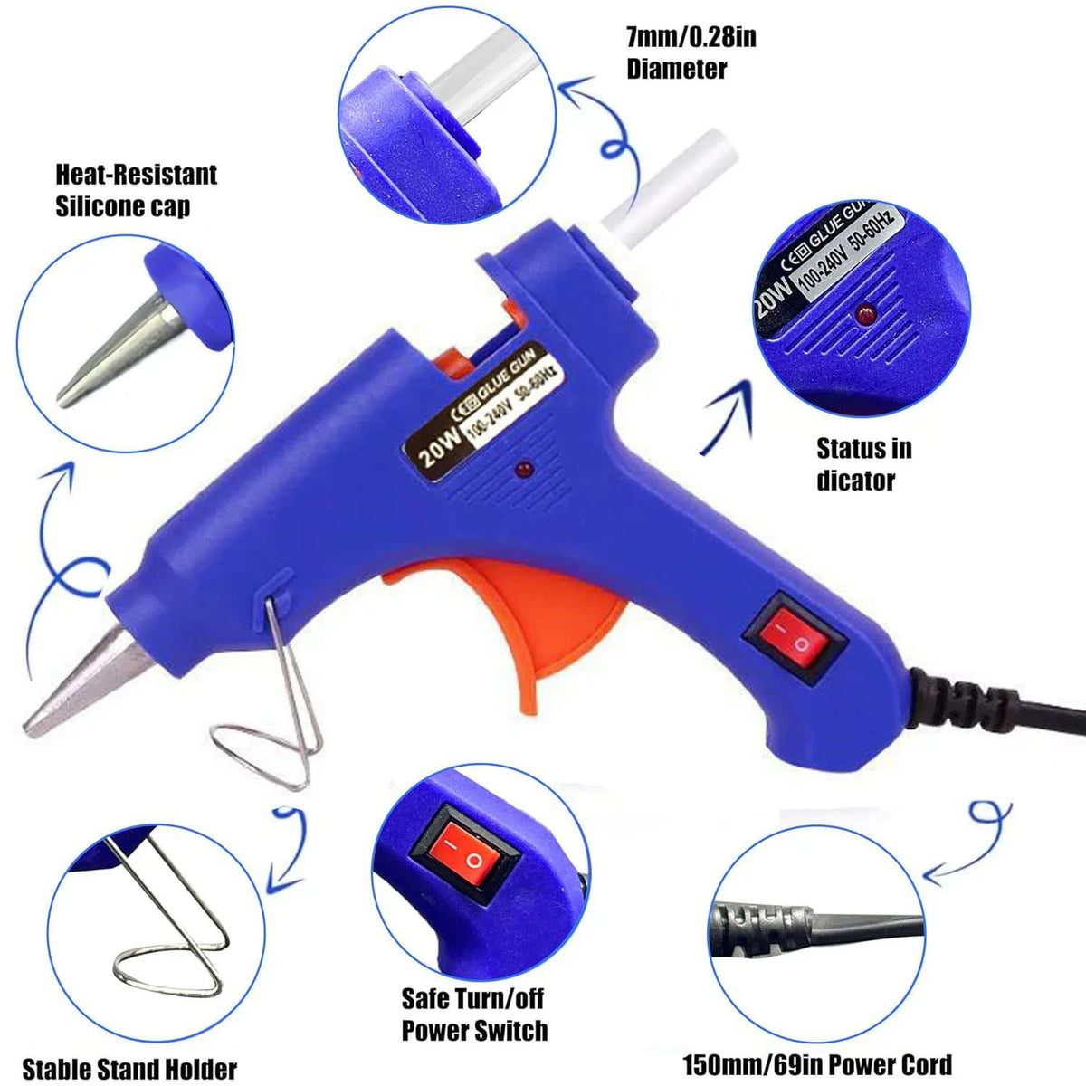 Hot Glue Gun Kit with Glue Sticks Fast Preheating High Temp for Crafts and Home Repairs