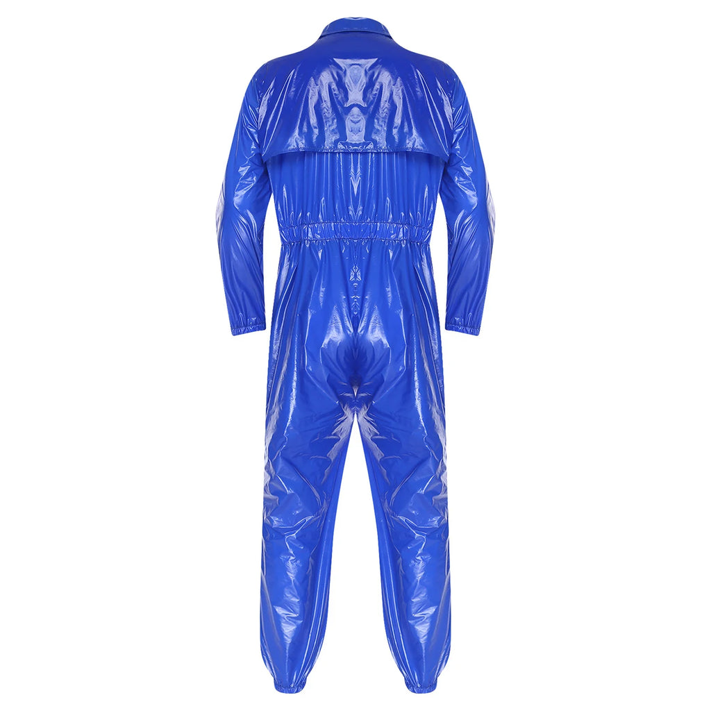 Water Resistant Coveralls for Men with Turn-Down Collar And Elastic Back Design Professional Work Waterproof Jumpsuit