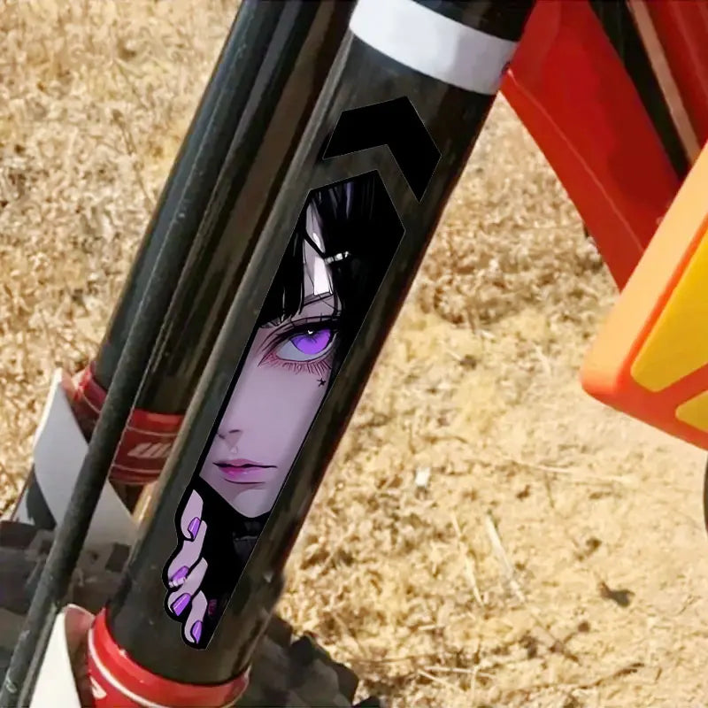 Pair of Peeking Anime Girl Motorcycle Decals for Front Forks - view 5