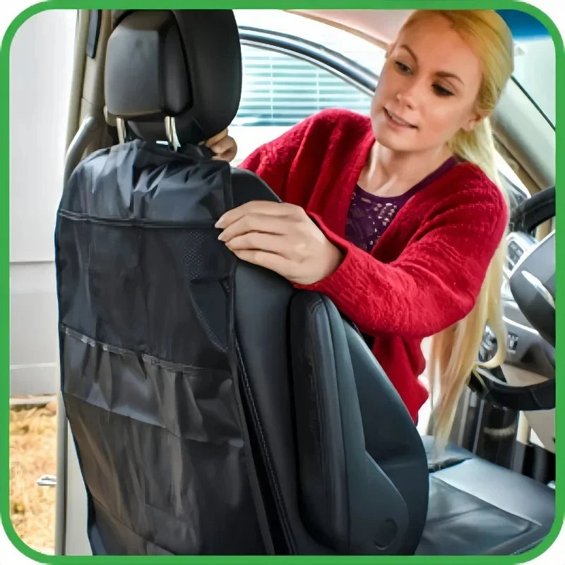 Car Seat Back Organizer with Storage Pockets, Kick Mat Protector, Waterproof Auto Backseat Organizer for Car Interior
