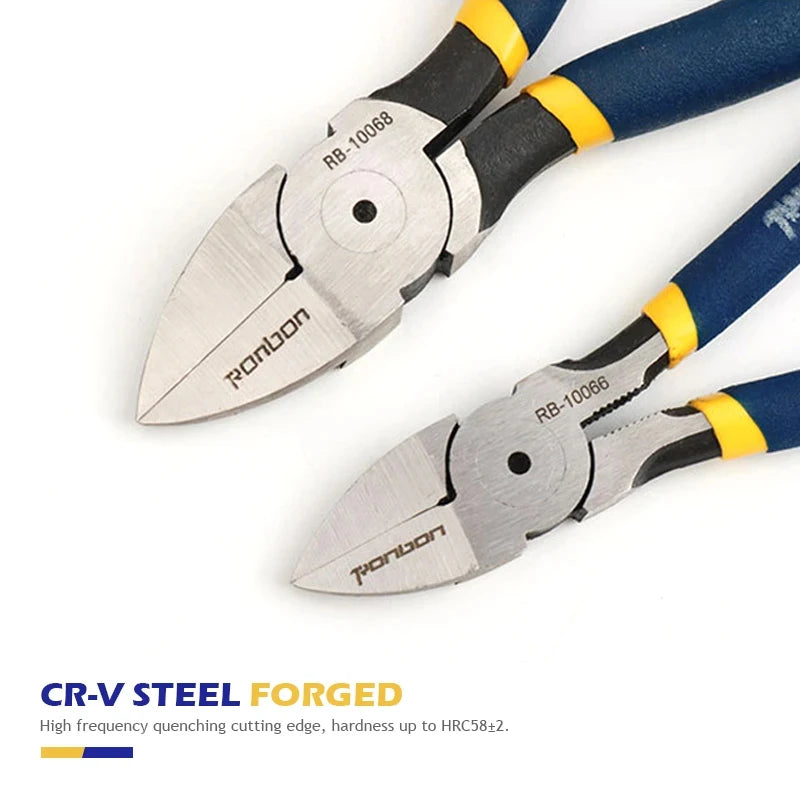 Professional Cutting Pliers Wire Stripping Tool Anti-slip Side Cutter for Cable Cutting & Burr Removal