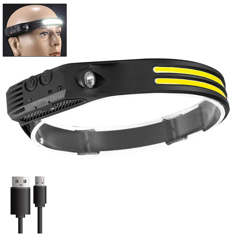 Induction LED Headlamp, USB Rechargeable with 5 Modes for Fishing & Camping