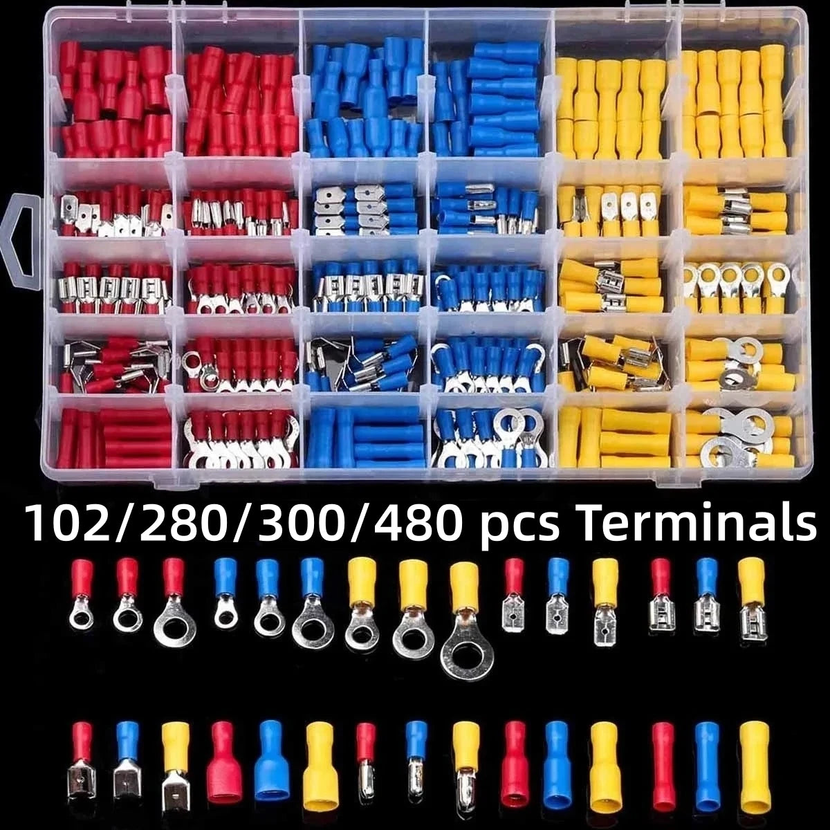 102/280/300/480-Piece Insulated Crimp Terminal Kit
