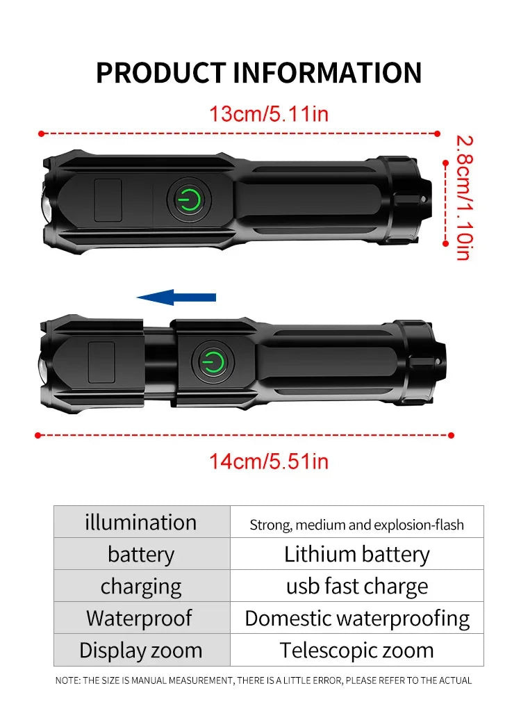 Compact USB-Rechargeable Zoom LED Flashlight - image 13