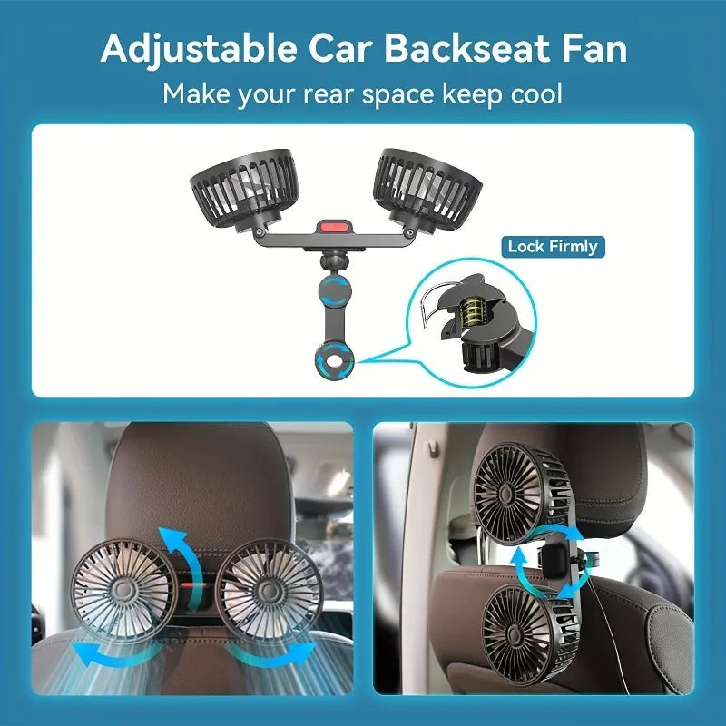 Double-Head USB Car Fan for Dashboard and Console - view 6