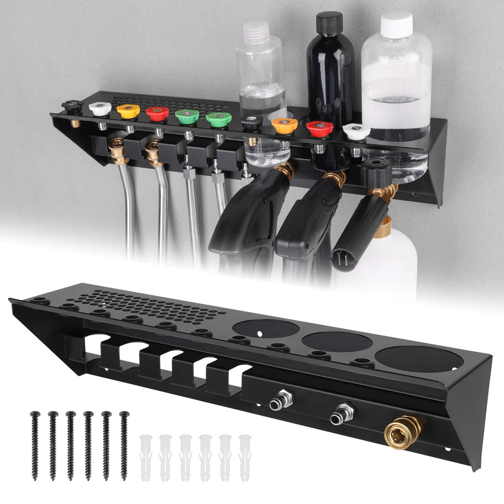 Pressure Washer Gun and Foam Cannon Holder, Wall-Mounted Nozzle and Extension Wand Organizer