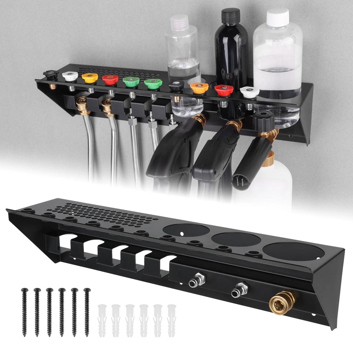 Pressure Washer Gun and Foam Cannon Holder, Wall-Mounted Nozzle and Extension Wand Organizer