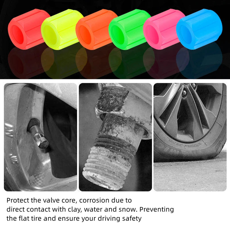 Glow-in-the-Dark Tire Valve Caps for Car & Motorcycle, 4/8/20 Pcs