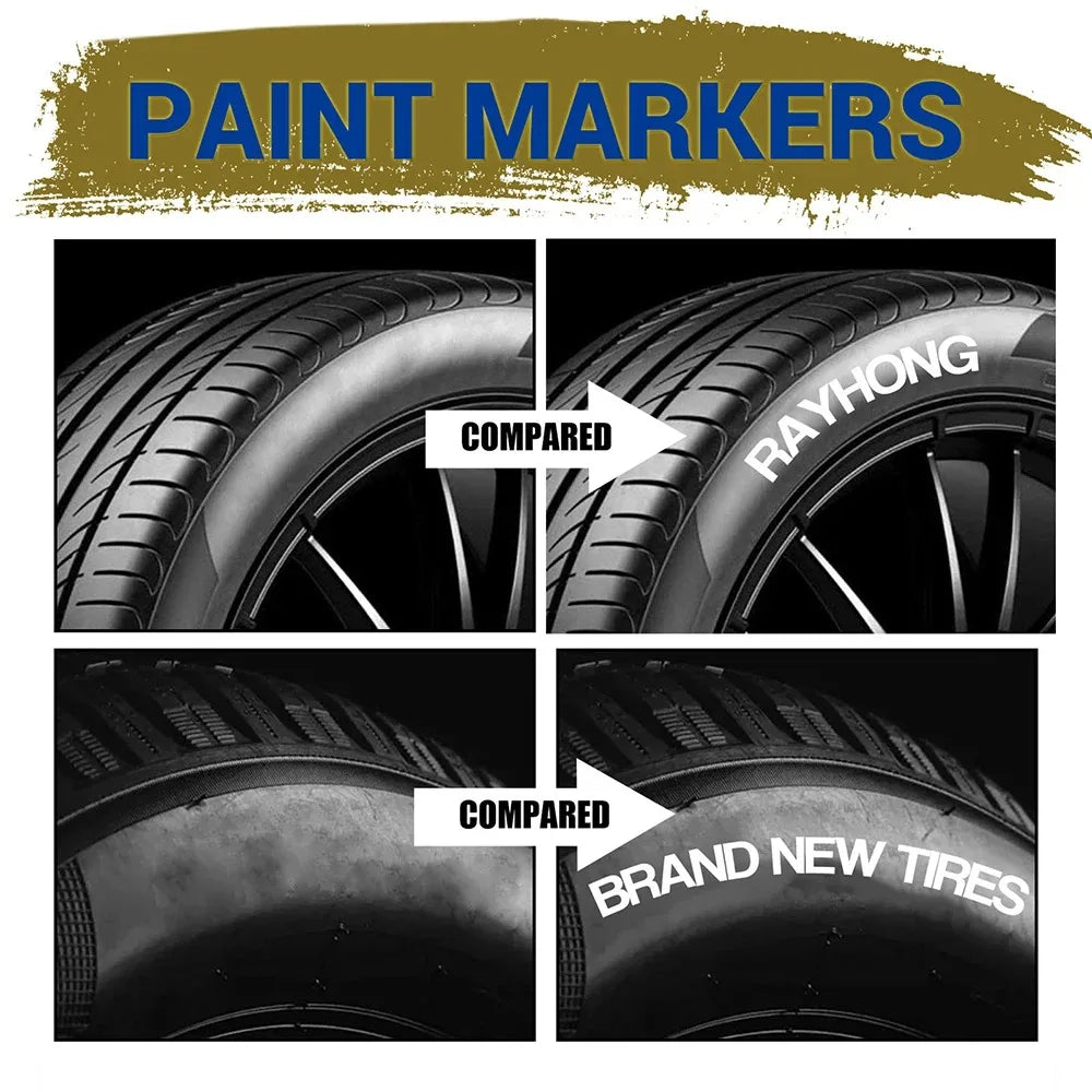 White Tire Paint Marker Pen, Waterproof for Rubber, Metal and Glass