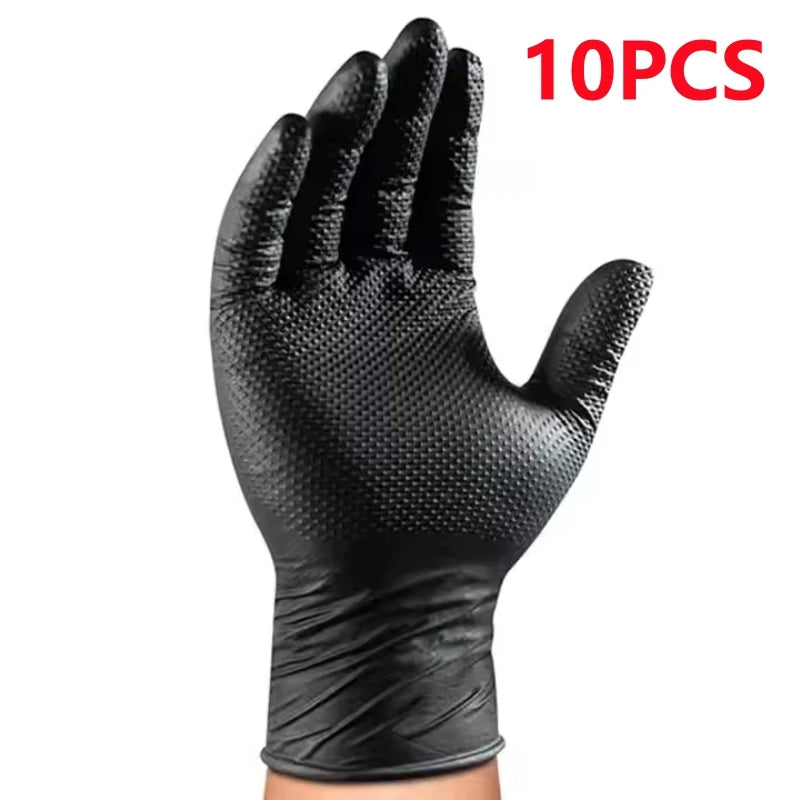 Black Disposable Nitrile Gloves, 8-Mil Latex Free, Diamond Textured