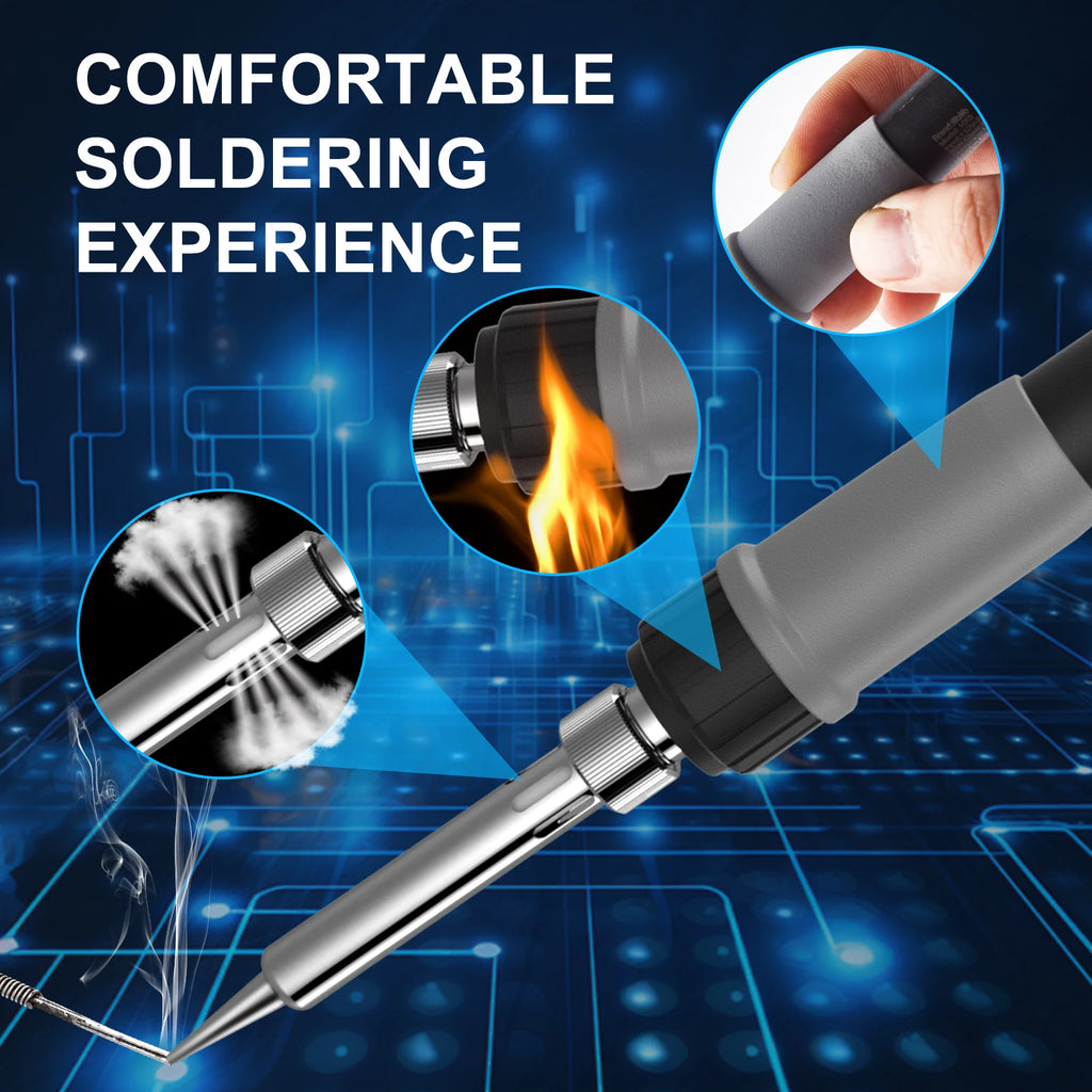 Soldering Iron Kit, ILIBILIB 110V-240V 90W LCD Digital Display Adjustable Temperature Solder Iron 180 To 500°C, 6-In-1
