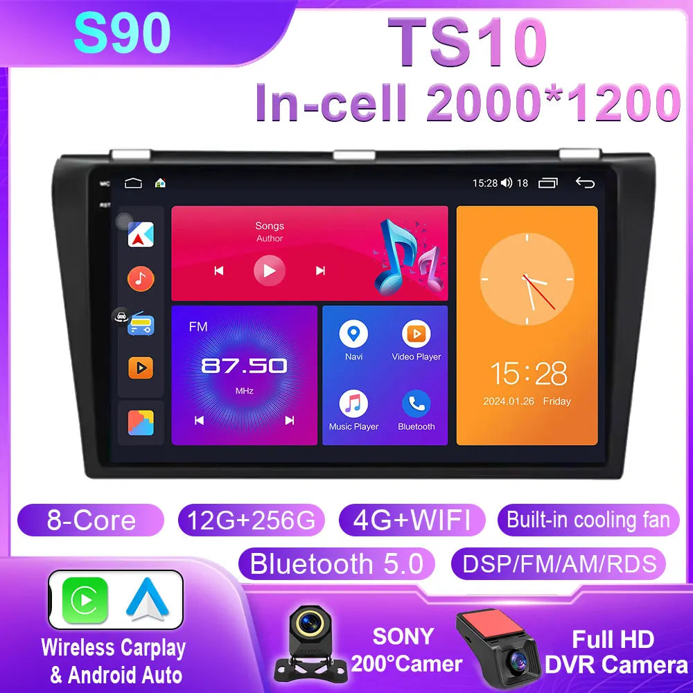 Mazda 3 2004-2009 Wireless CarPlay 9-Inch Multimedia Player - image 10