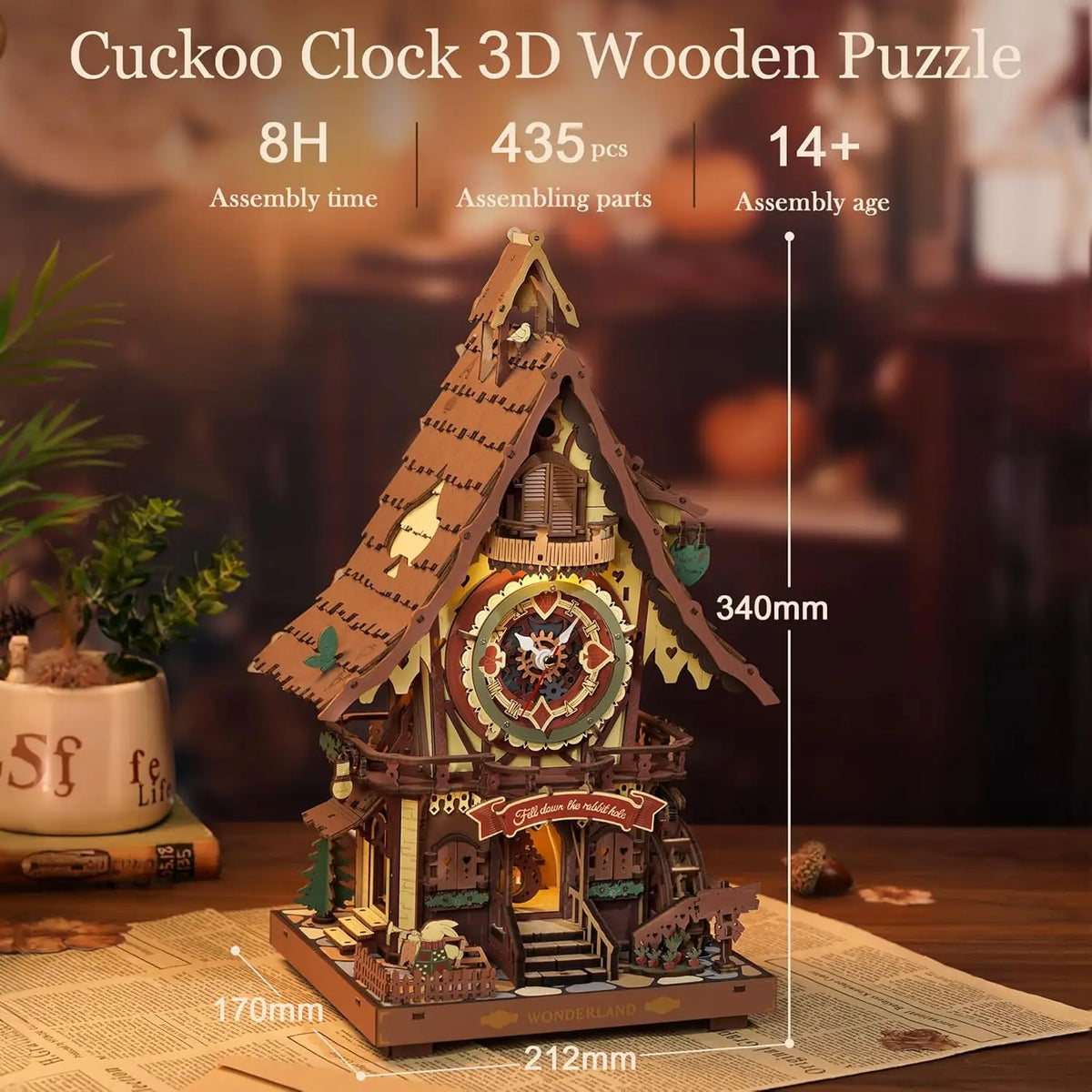 Rokr 3D Wooden Cuckoo Clock Puzzle Kit with Working Bird - view 6