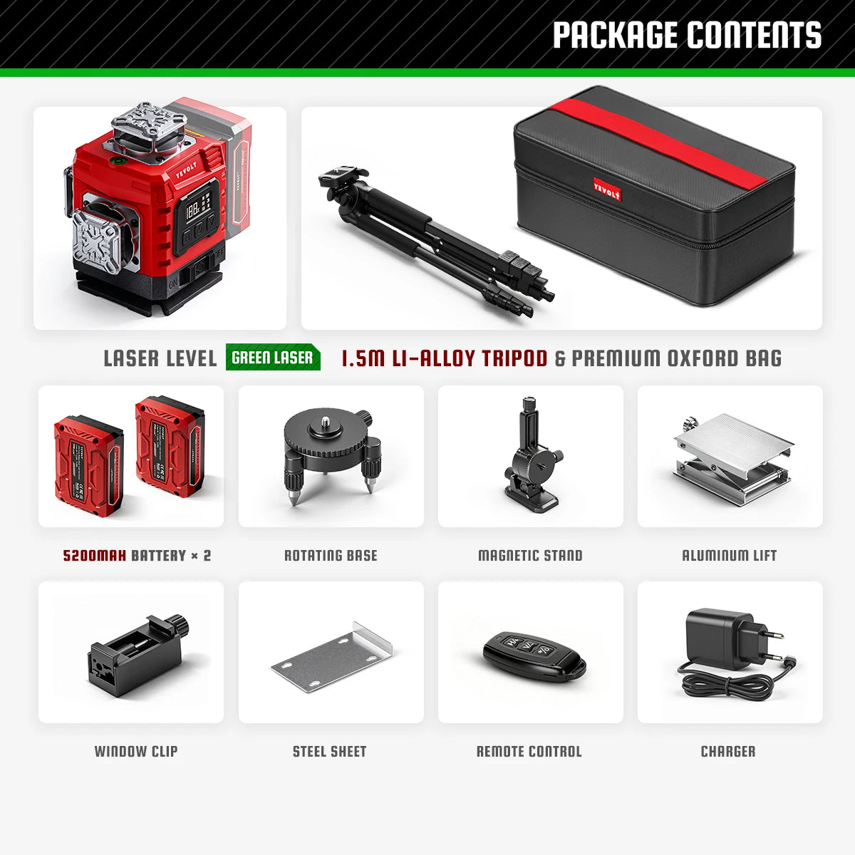 4D 360 Self Leveling Cross Line Laser Level with Tripod