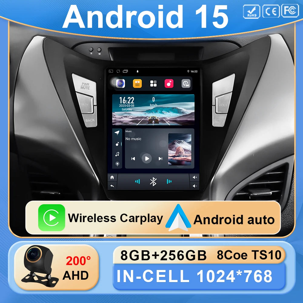 9.7-inch Android Car Stereo with GPS for Hyundai Elantra 2011-2016