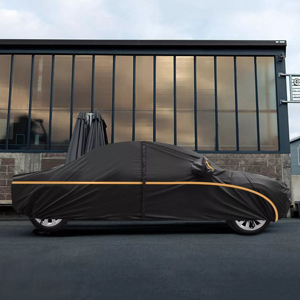 Black Sedan Car Cover with Wheel Straps, XL and XXL