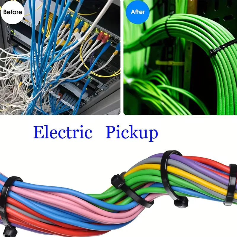 8MM 250pcs Heavy Duty Cable Ties, Black Nylon Zip Tie Straps with Water-Resistant, Non-slip, Break Resistant