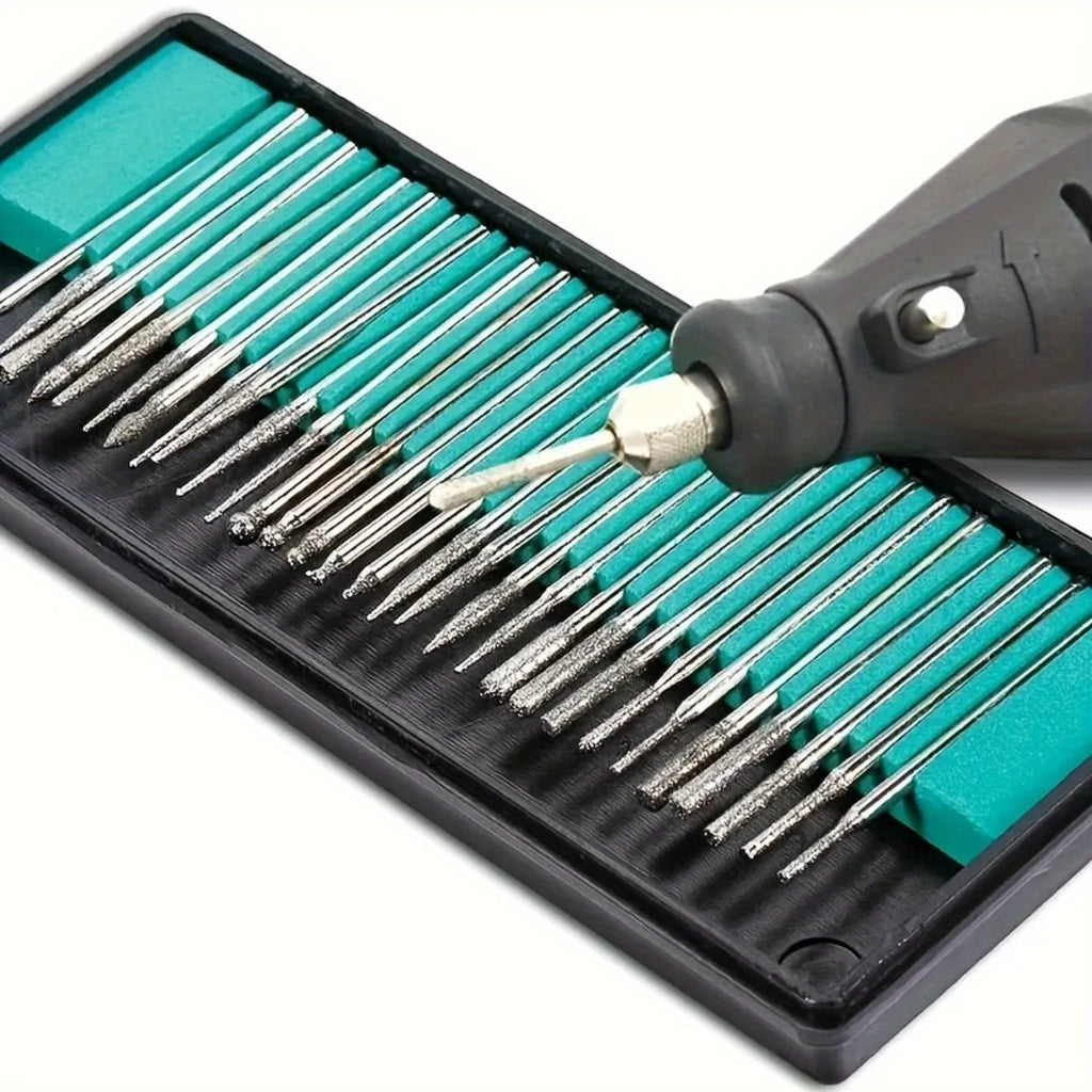 30-Piece Diamond Burr Drill Bit Set – 1/8" Shank