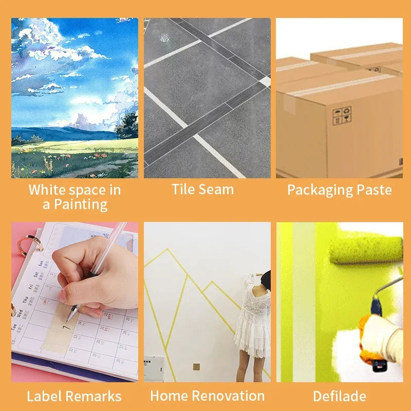 Masking Tapes Walls Car Paint Protection Crepe Paper Beige Extra Wide Adhesive Tape Gift Decoration No Trace Washi Tape