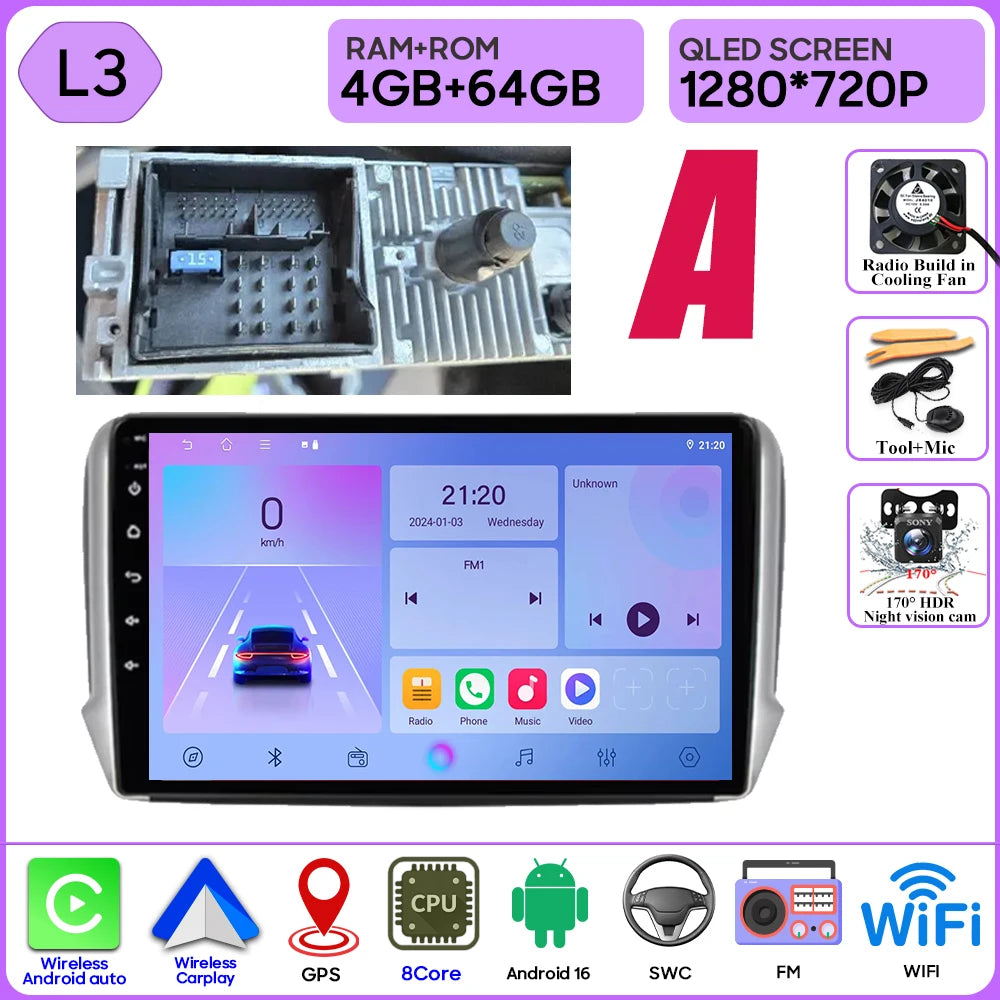 Peugeot 2008/208 10" Android 16 GPS Navigation Stereo (2012-2018) - image 25