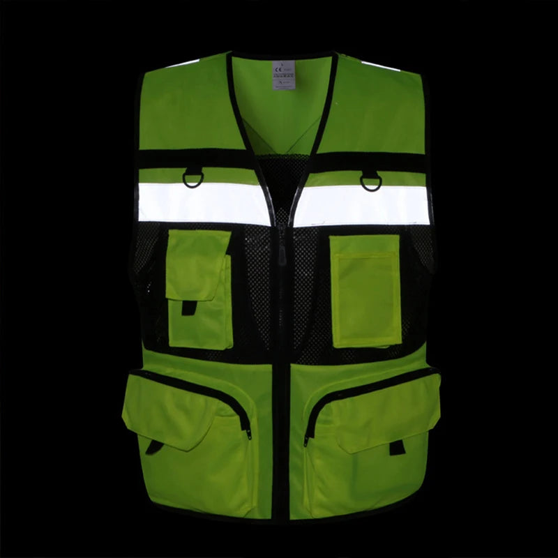 Custom Logo Breathable Mesh Hi-Vis Vest with Tool Pockets - image 9
