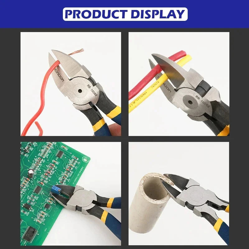 Professional Cutting Pliers Wire Stripping Tool Anti-slip Side Cutter for Cable Cutting & Burr Removal