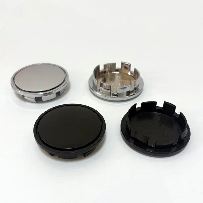 65mm Wheel Center Caps 4-Pack – Black & Silver Hub Caps - image 3