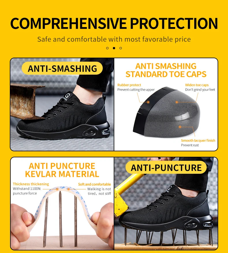 Men's Steel Toe Anti-Smash Work Sneakers & Tactical Boots - image 10