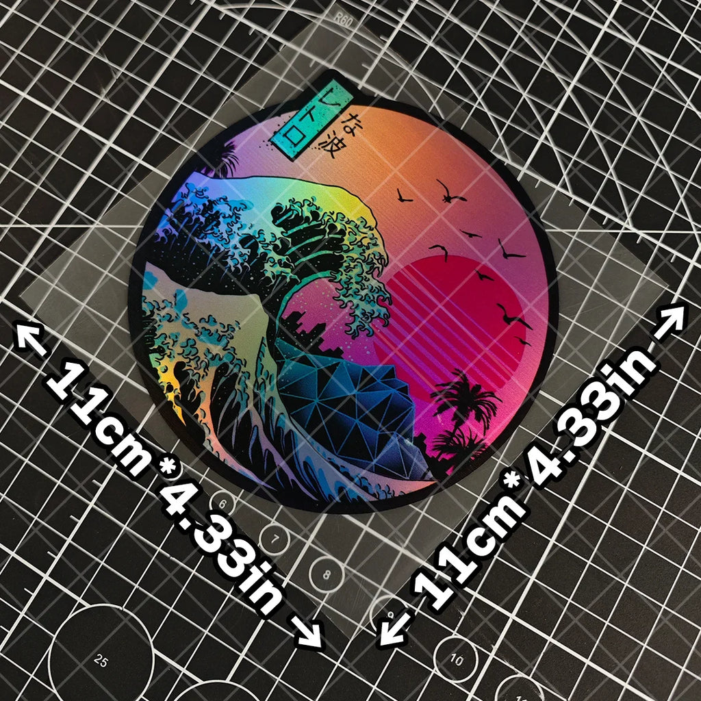 Japanese Wave Art Reflective Glitter Motorcycle Sticker