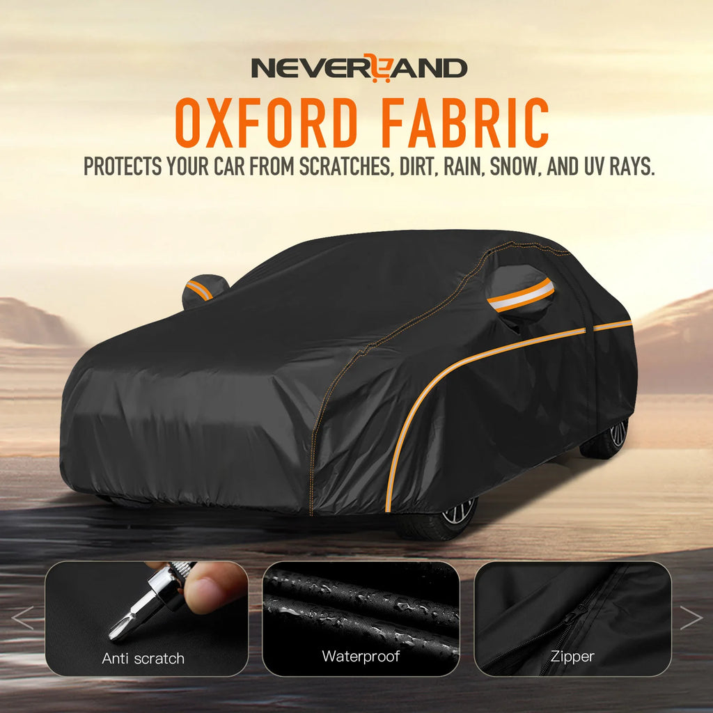 Black Sedan Car Cover with Wheel Straps, XL and XXL